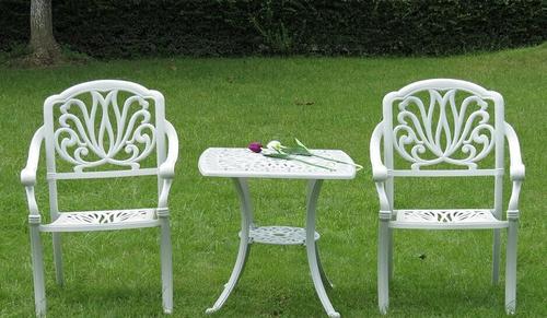 广东佛山户外铸铝家具 白色铸铝桌椅产品,图片仅供参考,批发户外铸铝